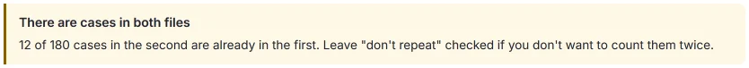 HILO warning when merging the two waves: 12 of 180 cases in the second file are already in the first.